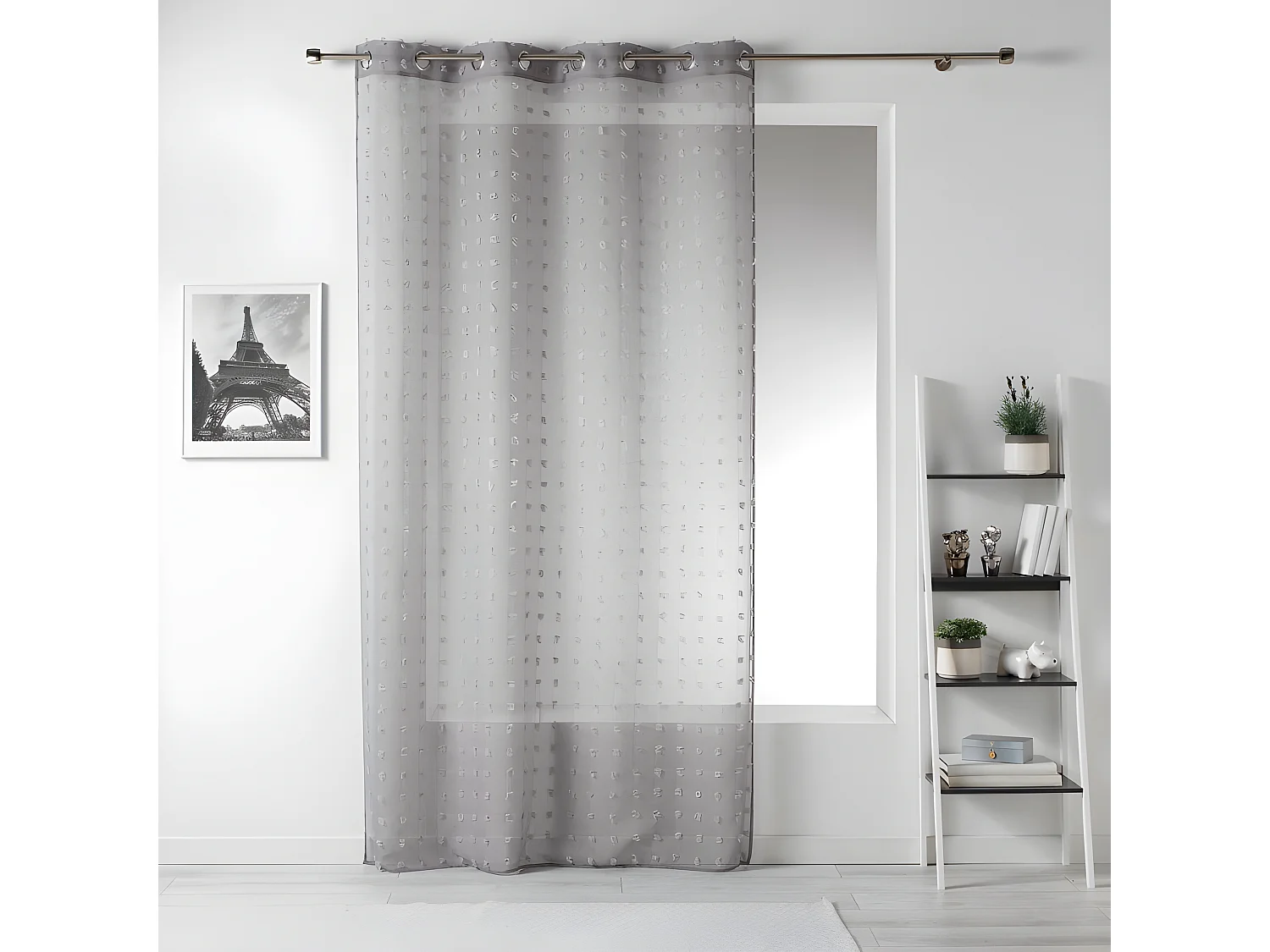 Voilage à Pompons "Pomponi" 140x240cm Gris