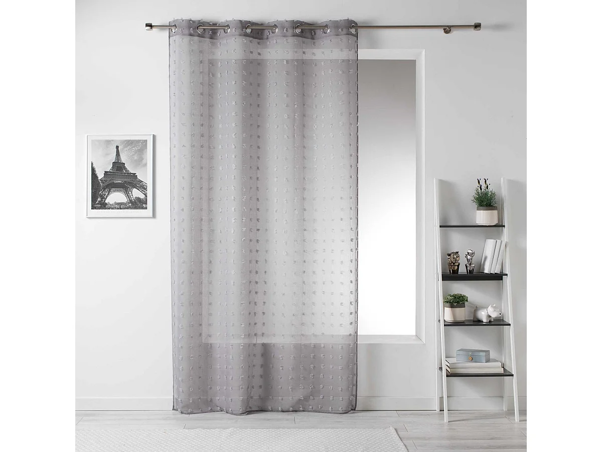 Voilage à Pompons "Pomponi" 140x240cm Gris