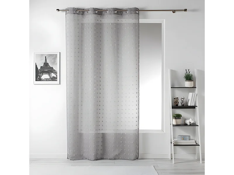 Voilage à Pompons "Pomponi" 140x240cm Gris