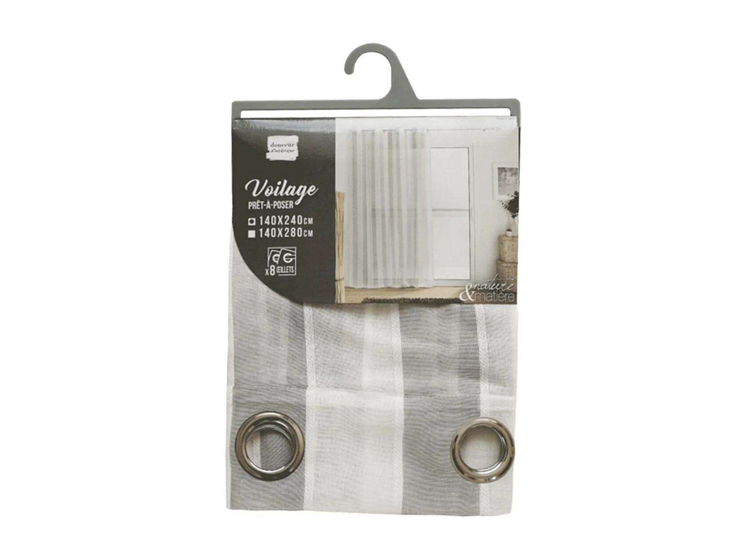 Rideau Voilage à Œillets "Palaos" 140x240cm Gris