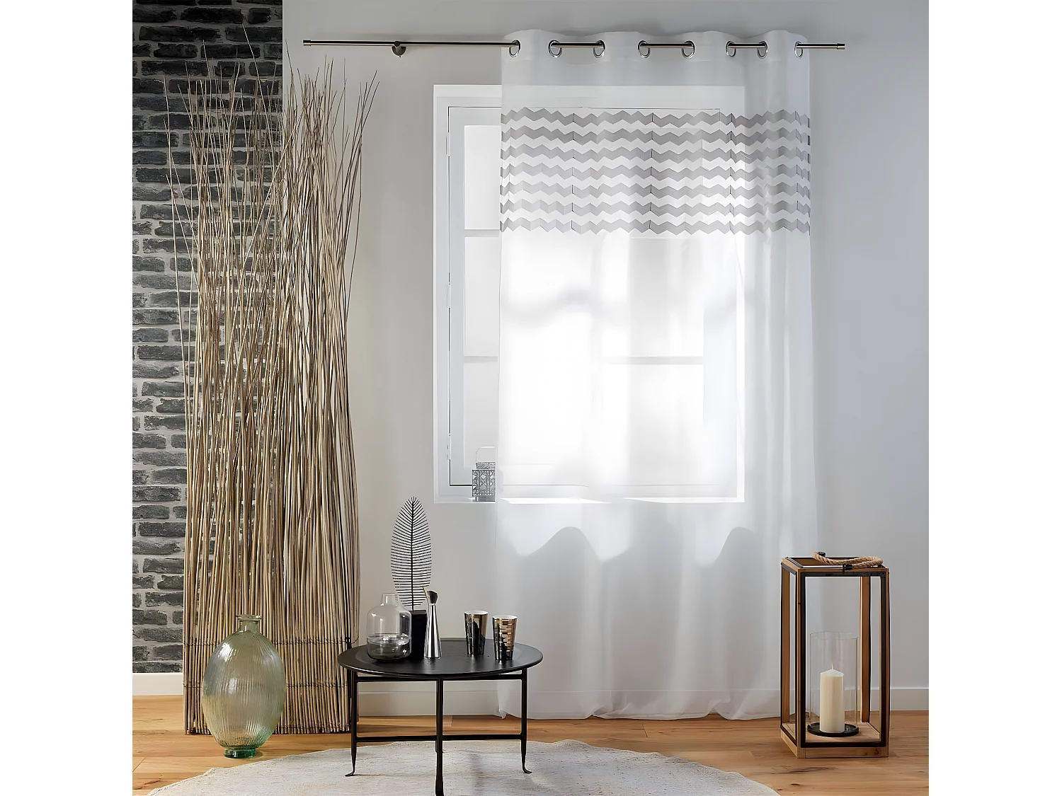 Rideau Voilage à Œillets "Sandina" 140x280cm Gris