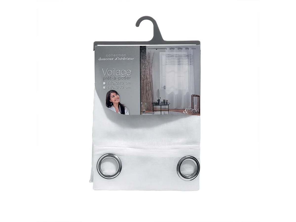 Rideau Voilage à Œillets "Sandina" 140x280cm Gris