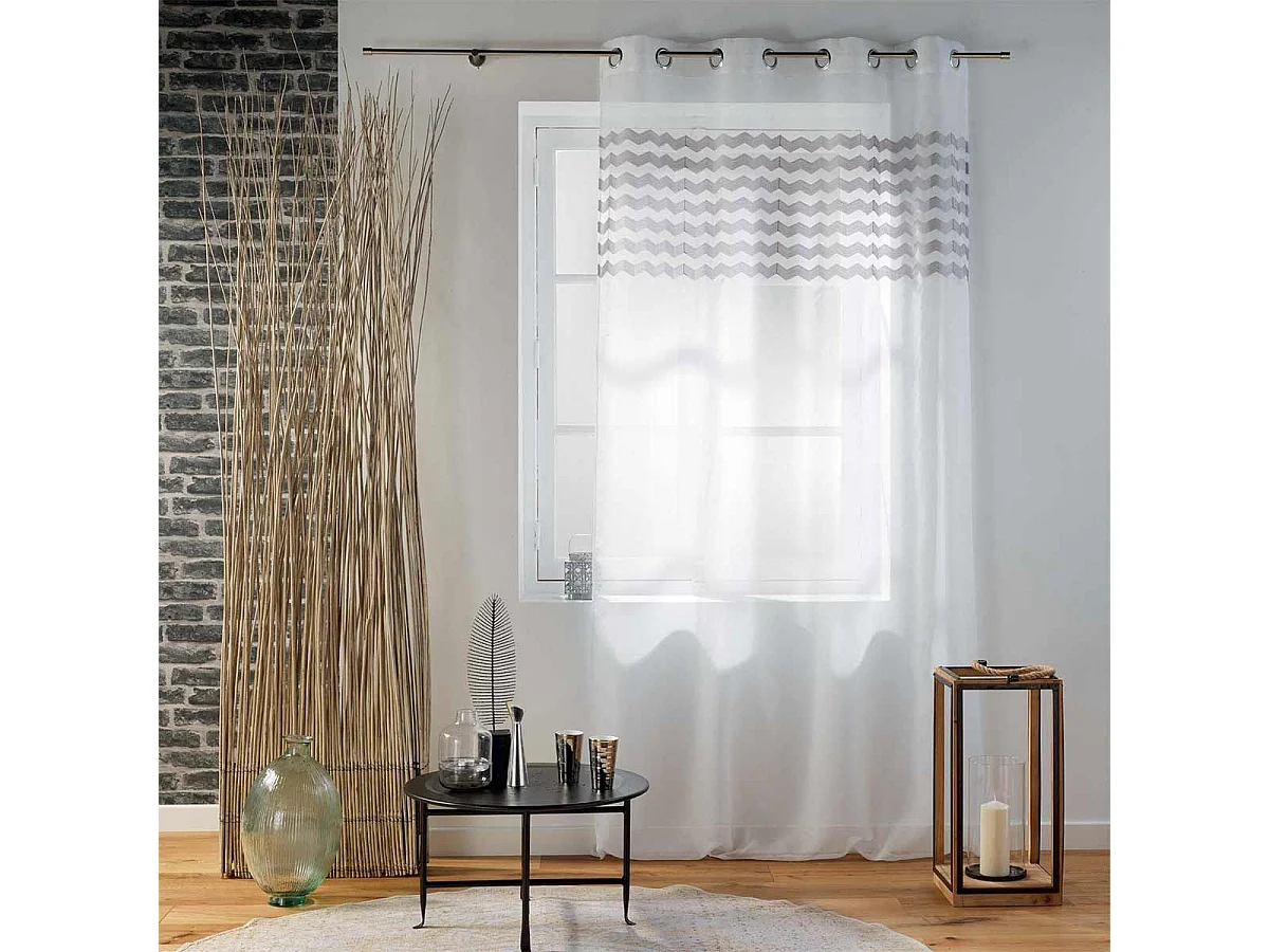 Rideau Voilage à Œillets "Sandina" 140x280cm Gris