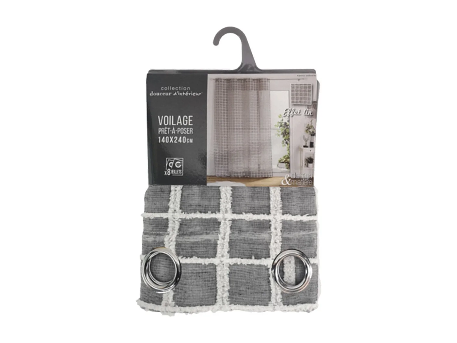 Rideau Voilage à Œillets "Karrona" 140x240cm Anthracite