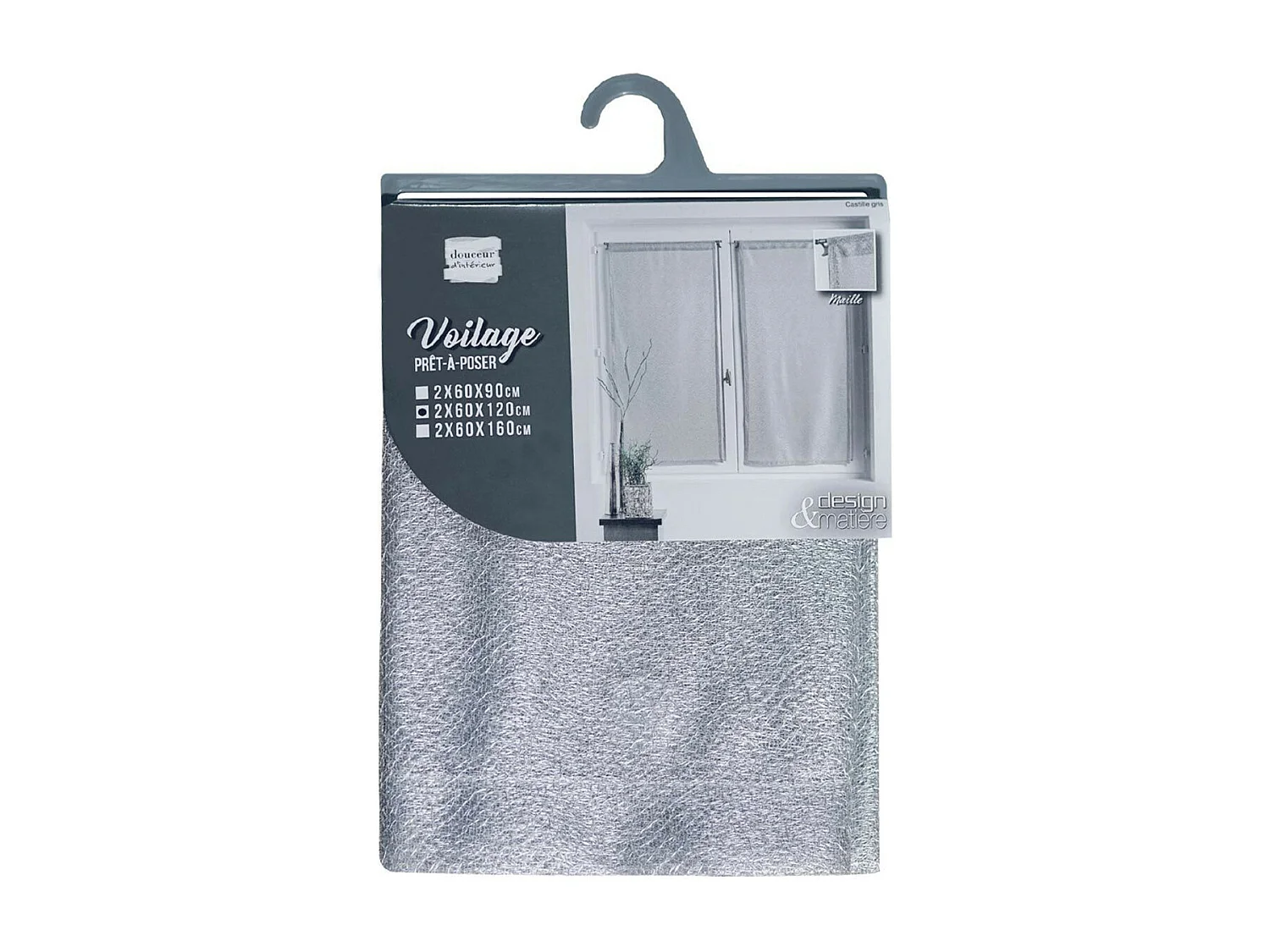 Paire de Voilages "Castille" 60x120cm Gris