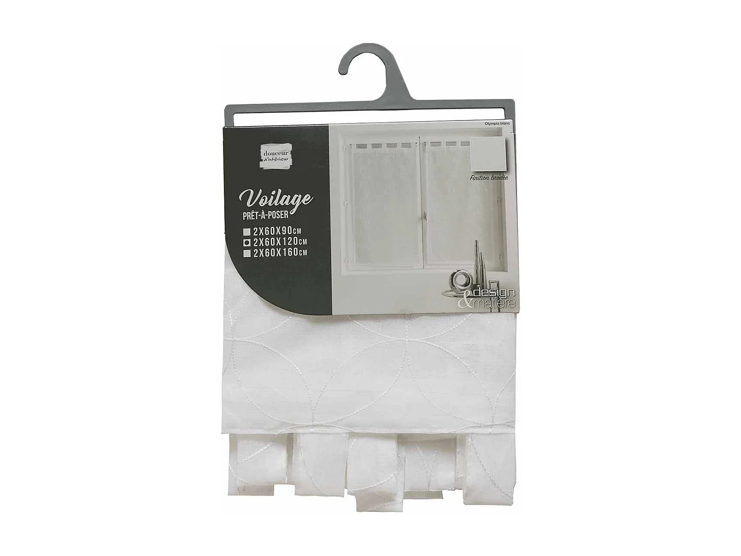 Paire de Voilages "Olympia" 60x120cm Blanc