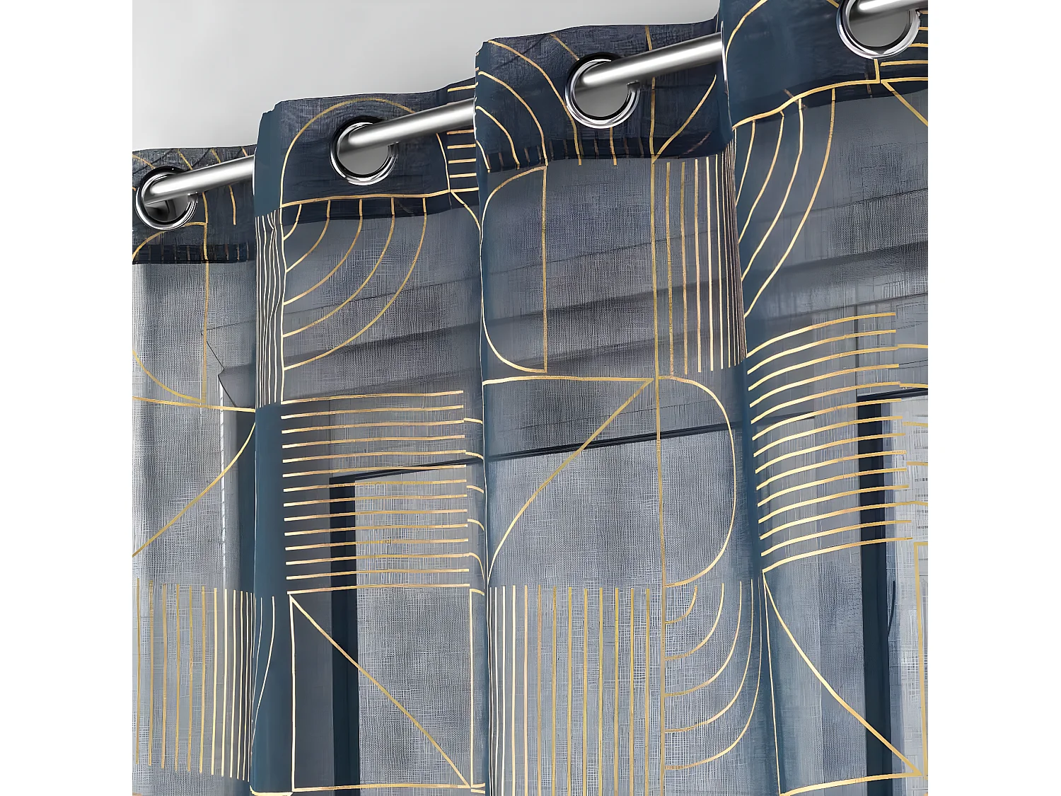 Rideau Voilage à Œillets "Lineor" 140x240cm Marine