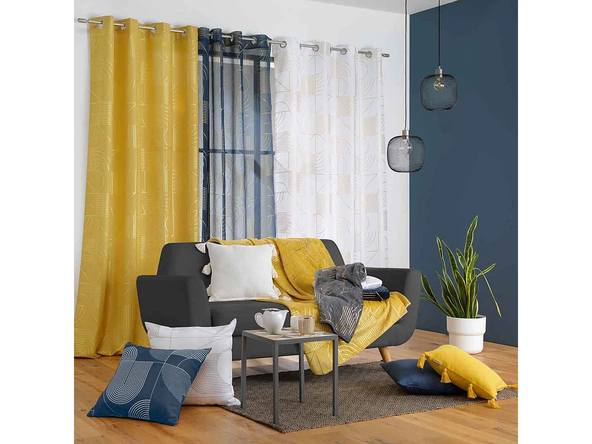 Rideau Voilage à Œillets "Lineor" 140x240cm Marine