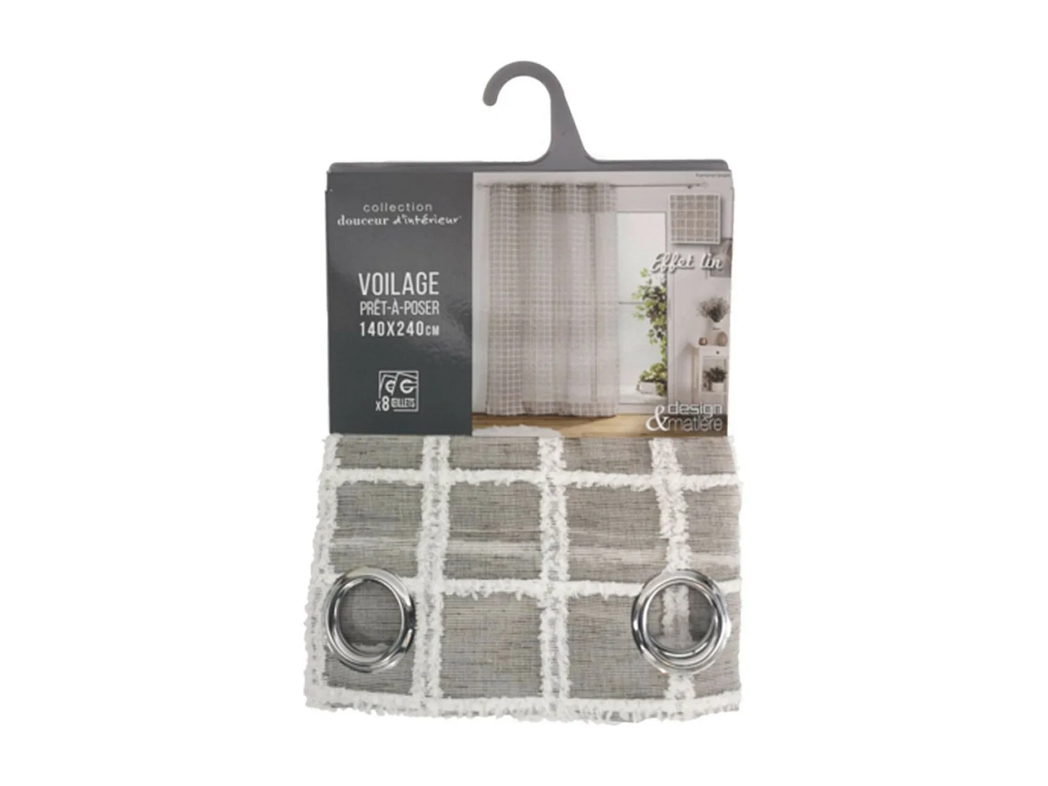 Rideau Voilage à Œillets "Karrona" 140x240cm Taupe