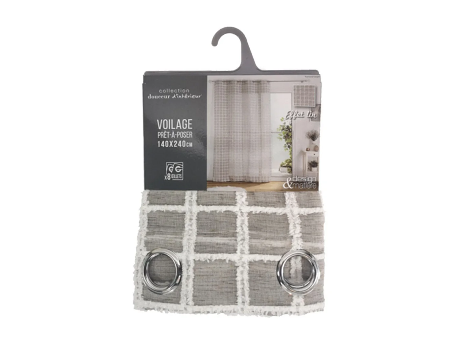 Rideau Voilage à Œillets "Karrona" 140x240cm Taupe