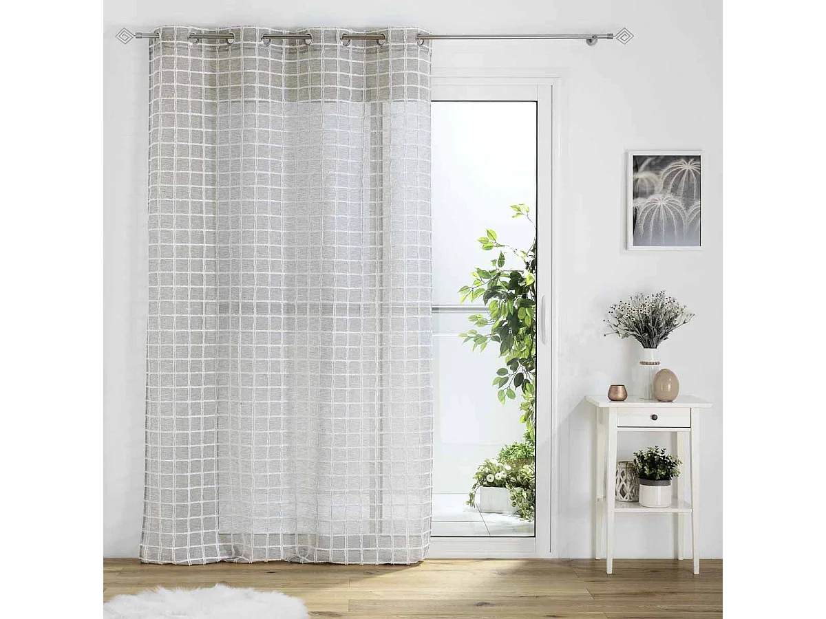 Rideau Voilage à Œillets "Karrona" 140x240cm Taupe