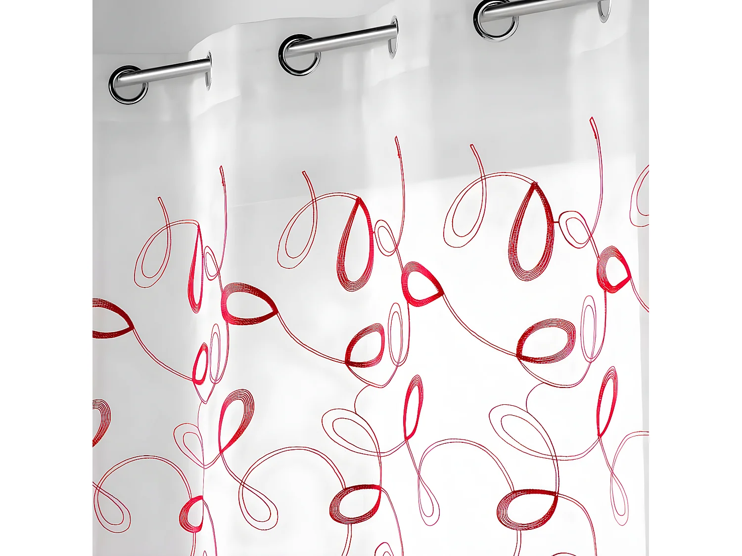 Rideau Voilage à Œillets "Hoops" 140x280cm Rouge