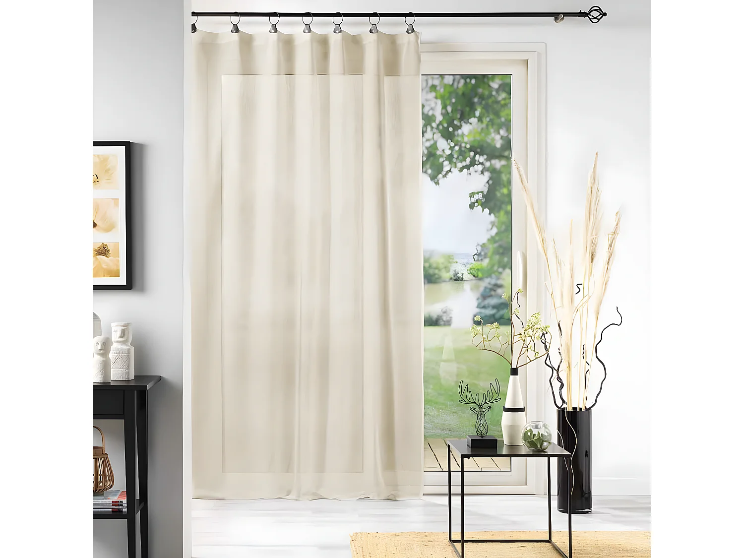 Rideau Voilage à Anneaux "Linka" 140x240cm Naturel