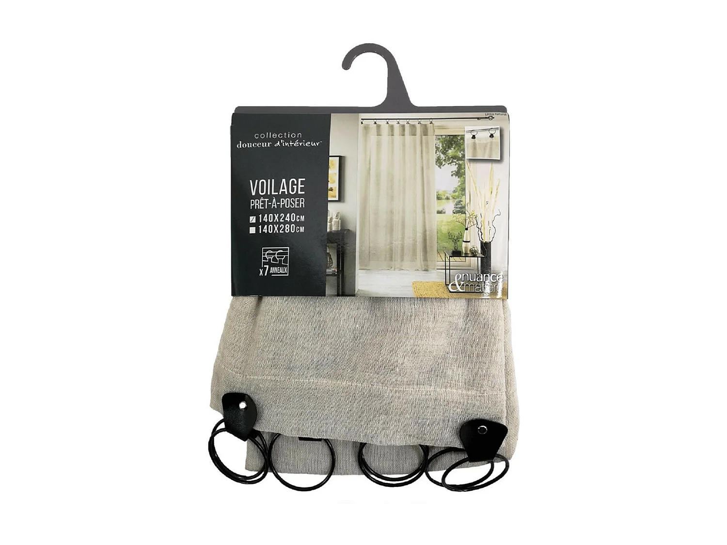 Rideau Voilage à Anneaux "Linka" 140x240cm Naturel