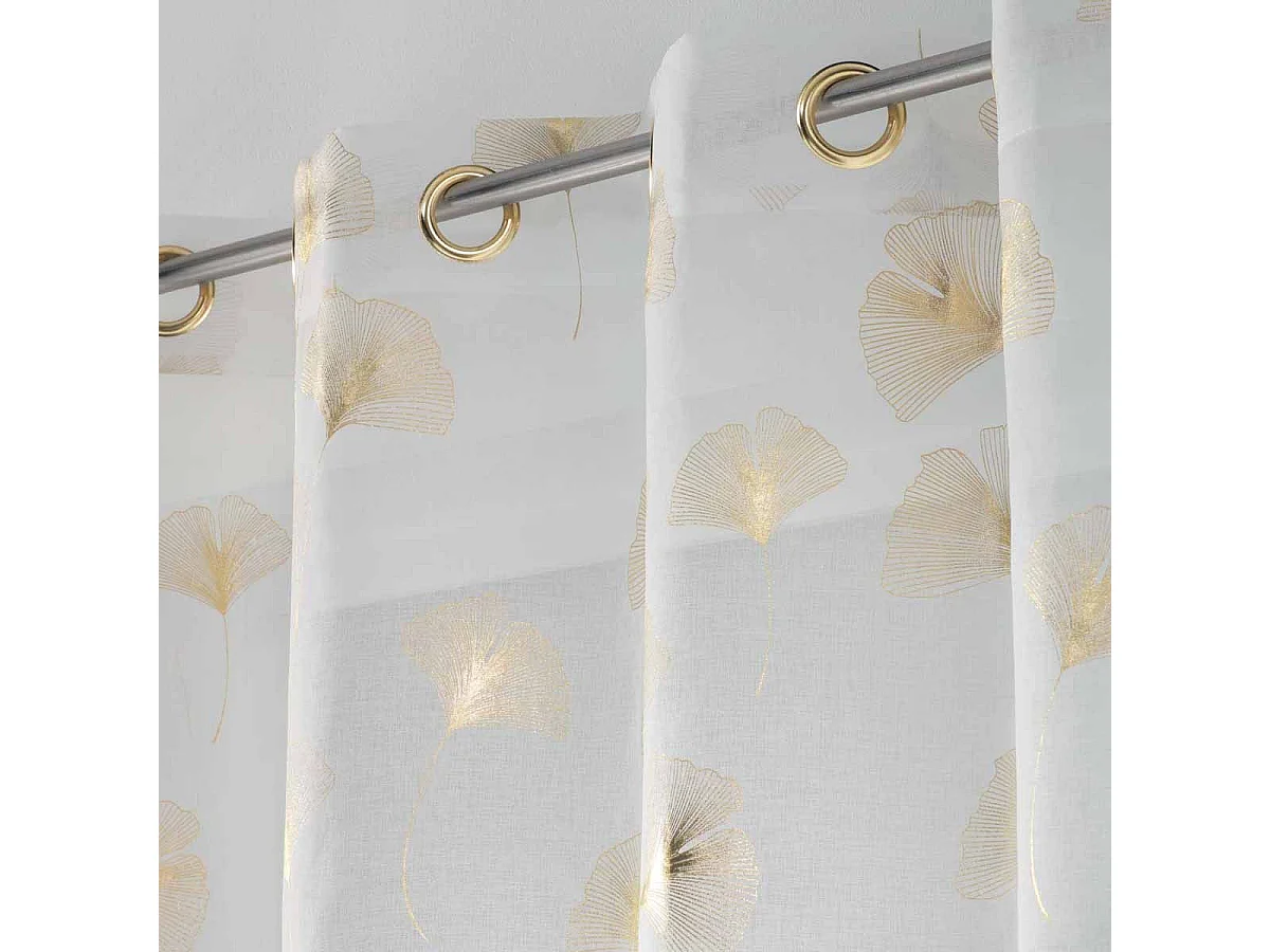Rideau Voilage à Œillets "'Ginkgold" 140x240cm Blanc