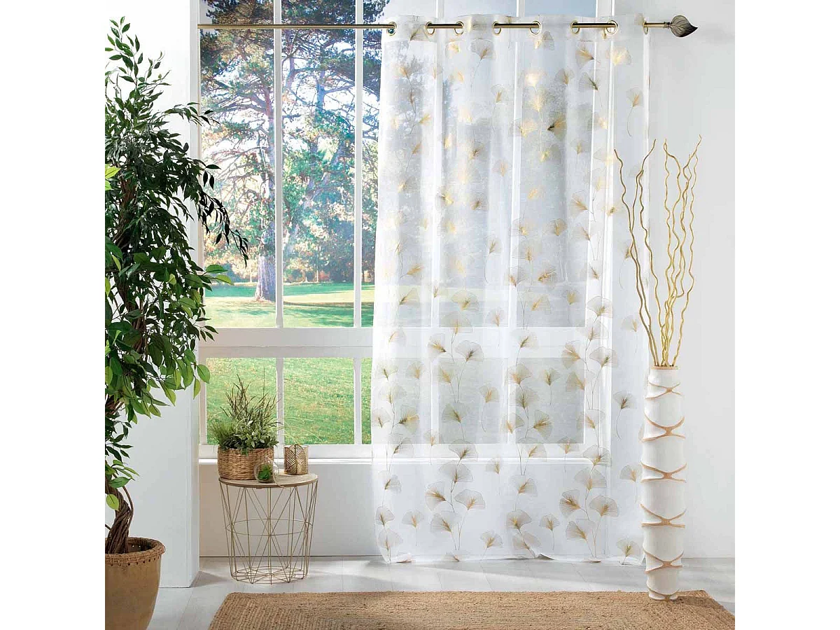 Rideau Voilage à Œillets "'Ginkgold" 140x240cm Blanc
