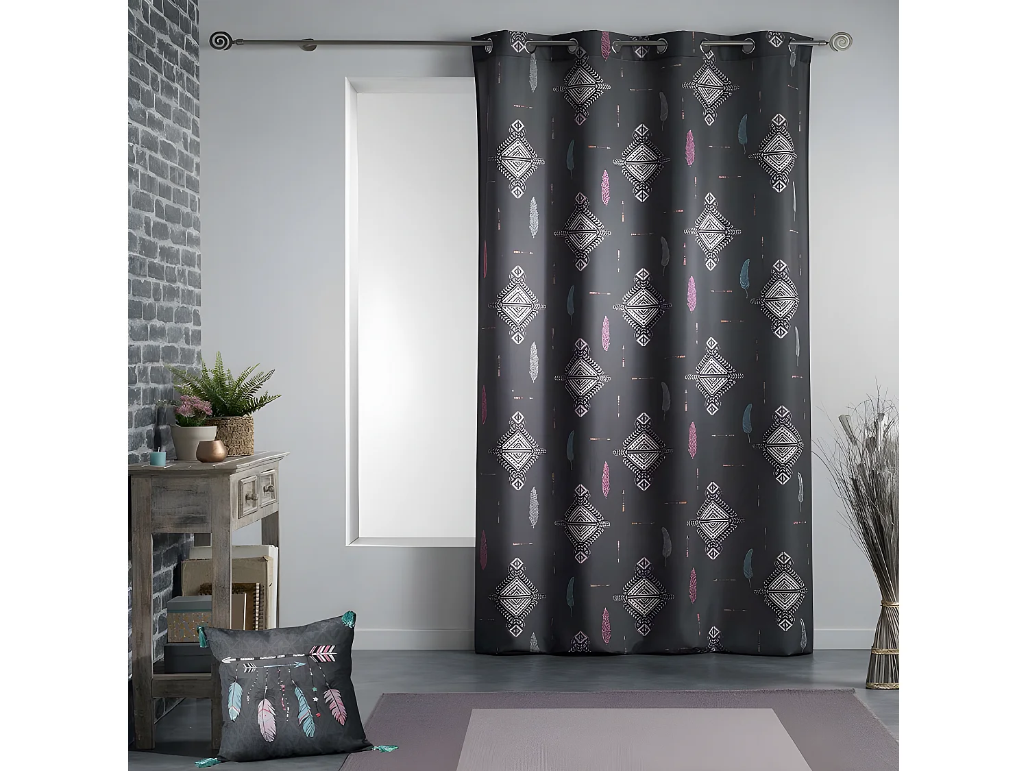 Rideau à Oeillets "Été Indien" 140x260cm Anthracite