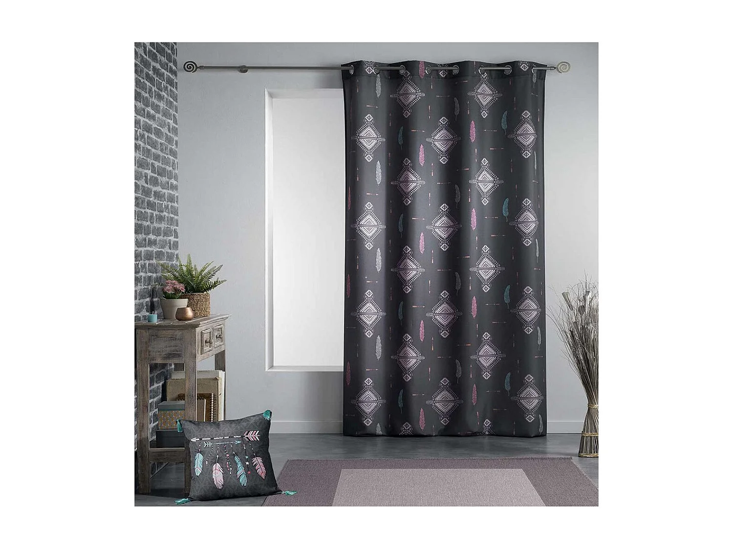 Rideau à Oeillets "Été Indien" 140x260cm Anthracite