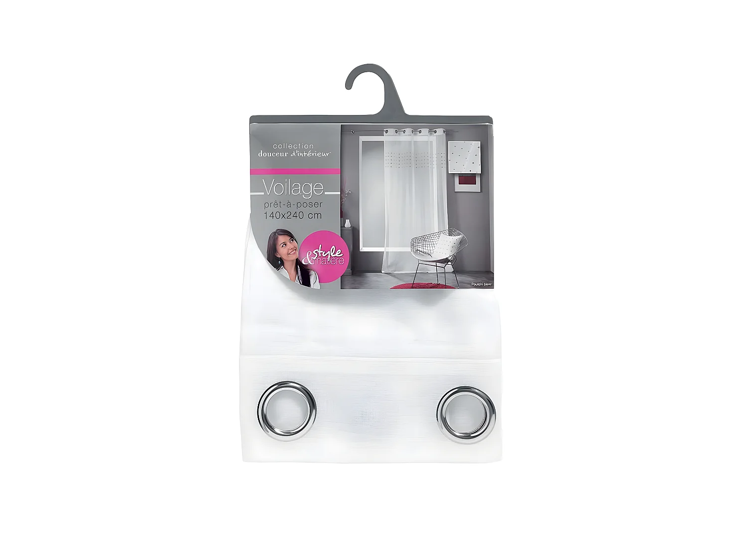 Rideau Voilage à Œillets "Poutchi" 140x240cm Blanc