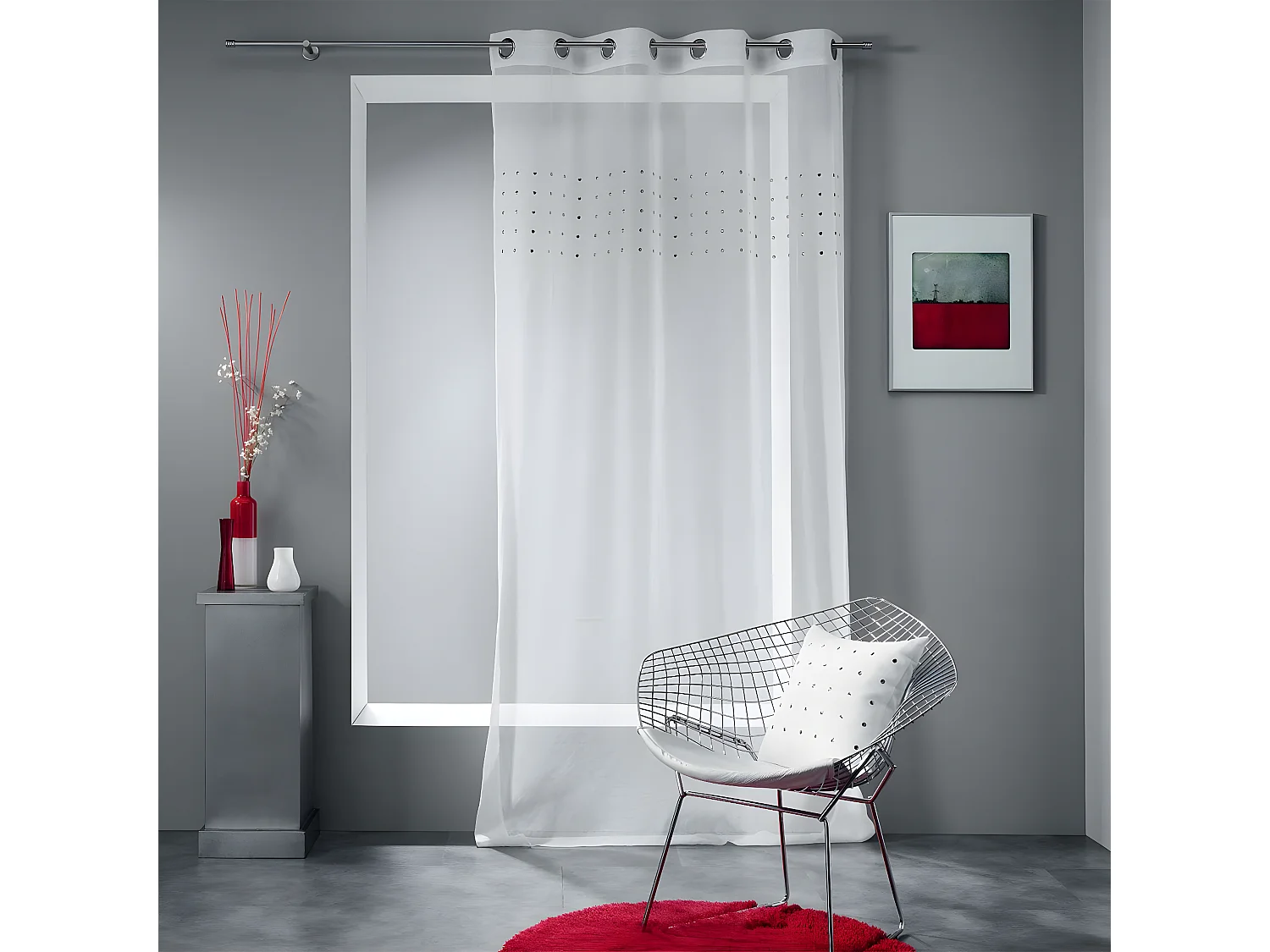 Rideau Voilage à Œillets "Poutchi" 140x240cm Blanc