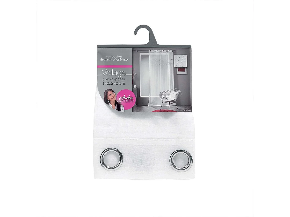 Rideau Voilage à Œillets "Poutchi" 140x240cm Blanc