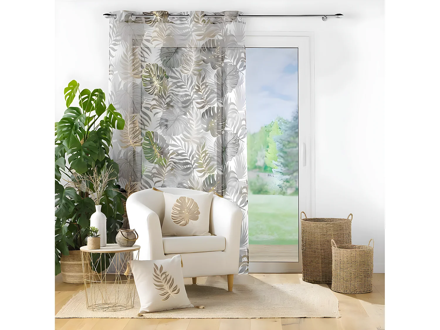 Rideau Voilage à Œillets "Mogador" 140x280cm Beige