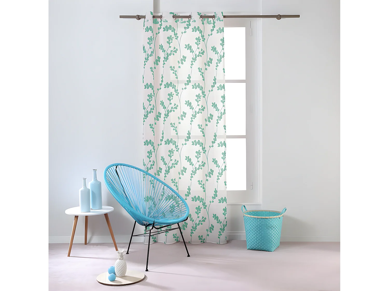 Rideau Voilage "Kinéo" 140x240cm Menthe