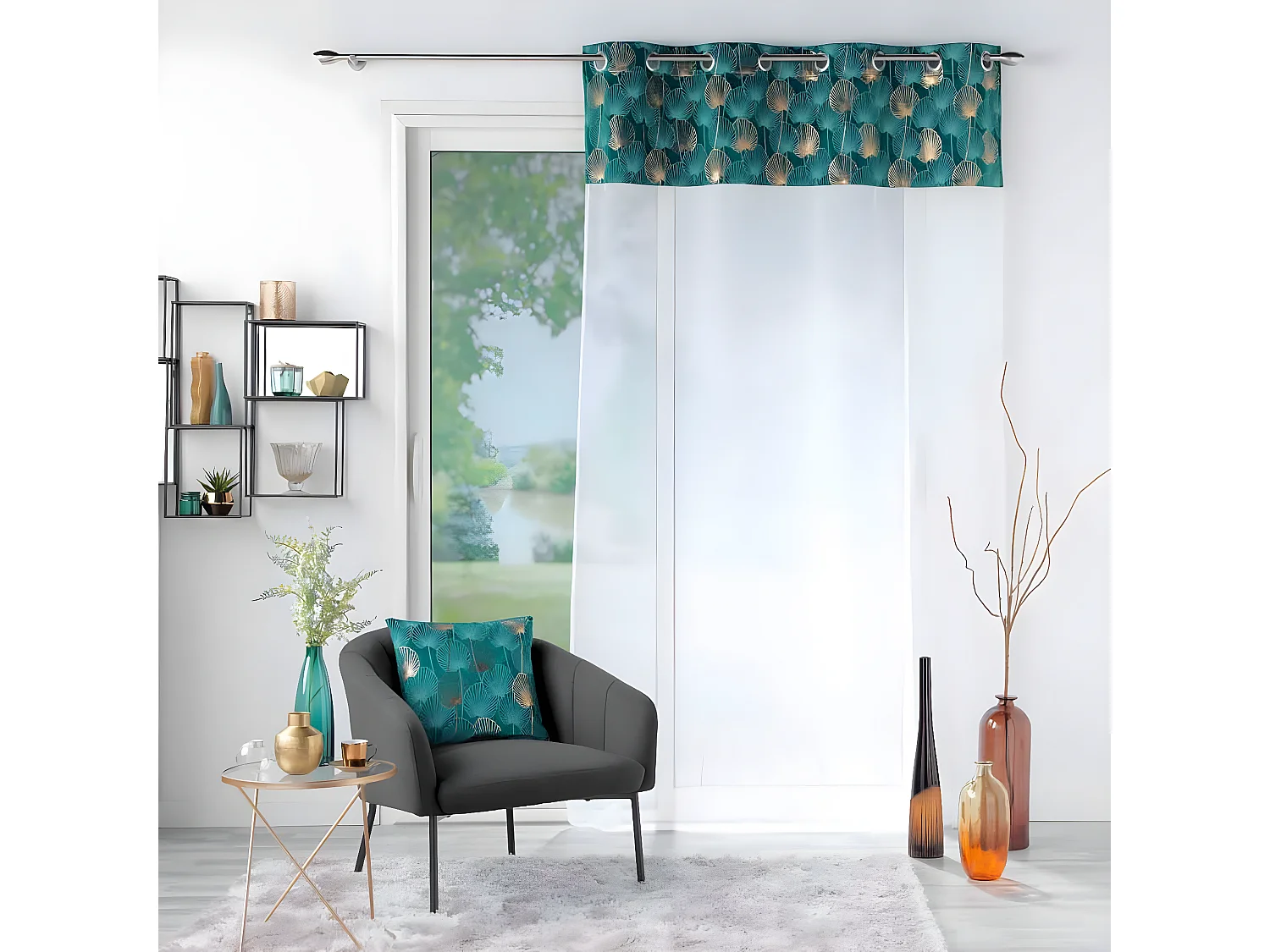 Rideau Voilage à Œillets "Clairine" 140x240cm Émeraude