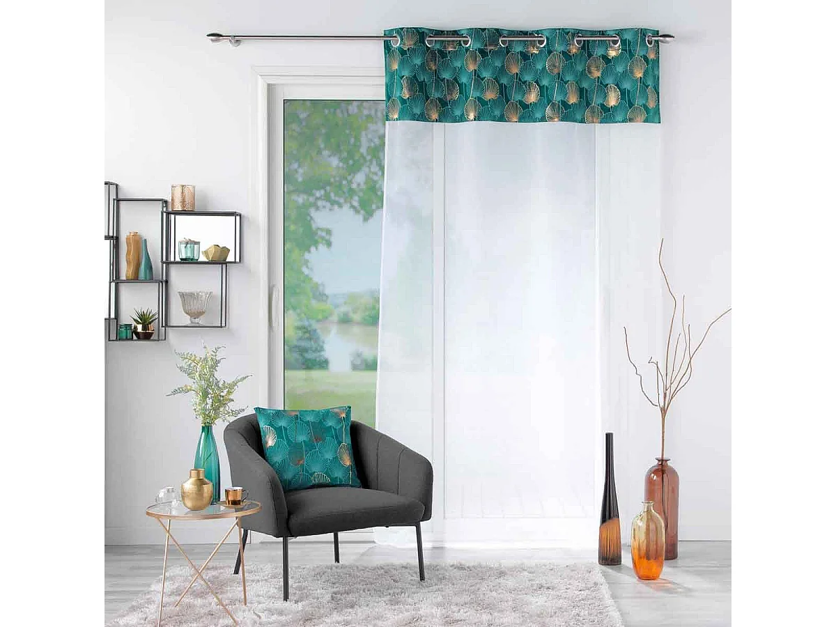 Rideau Voilage à Œillets "Clairine" 140x240cm Émeraude