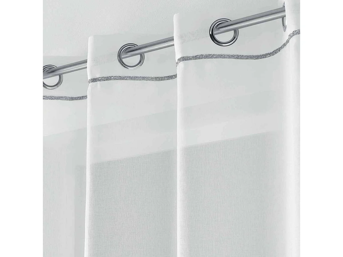Rideau Voilage à Œillets "Etincelle" 140x240cm Blanc
