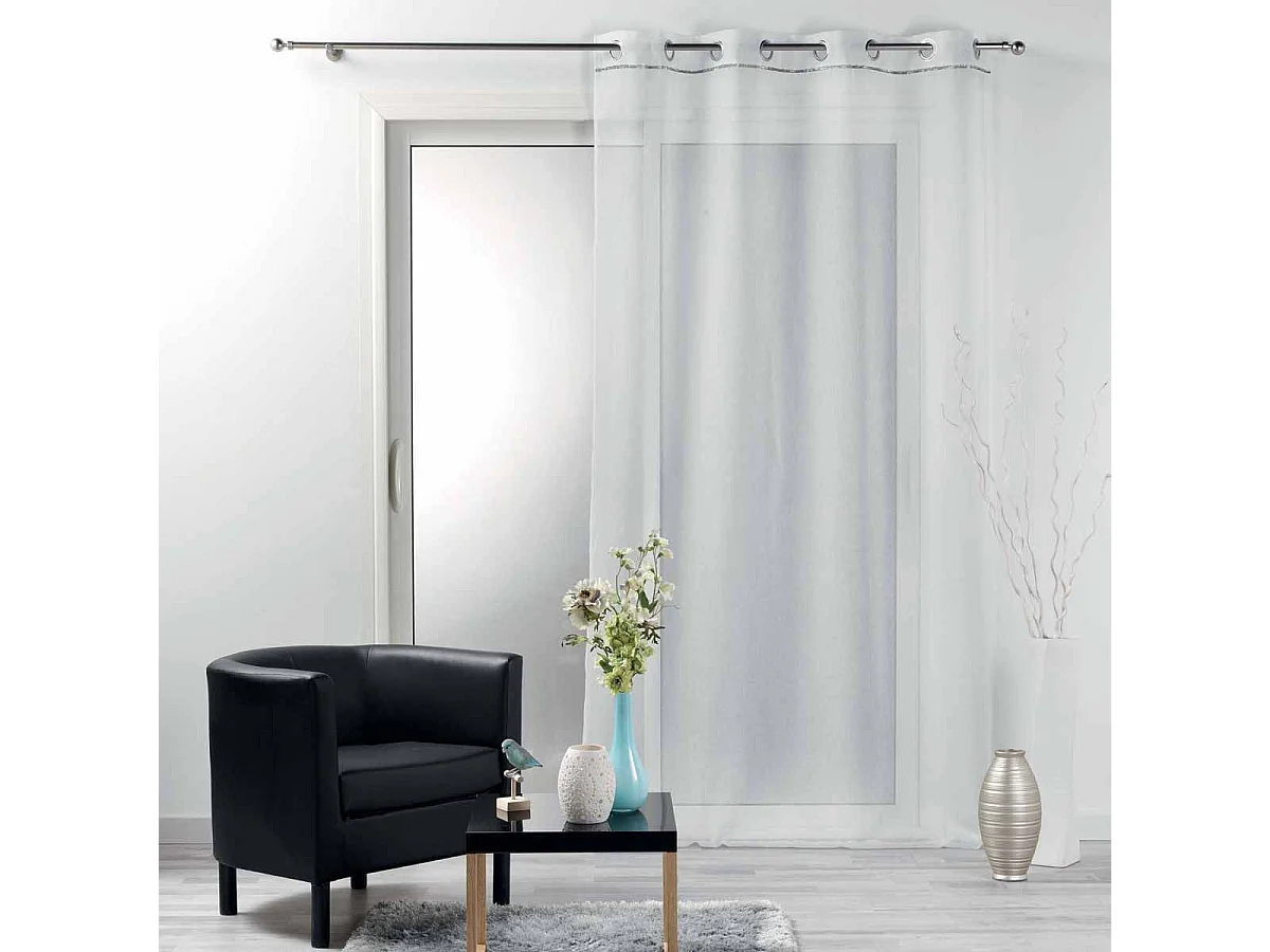 Rideau Voilage à Œillets "Etincelle" 140x240cm Blanc