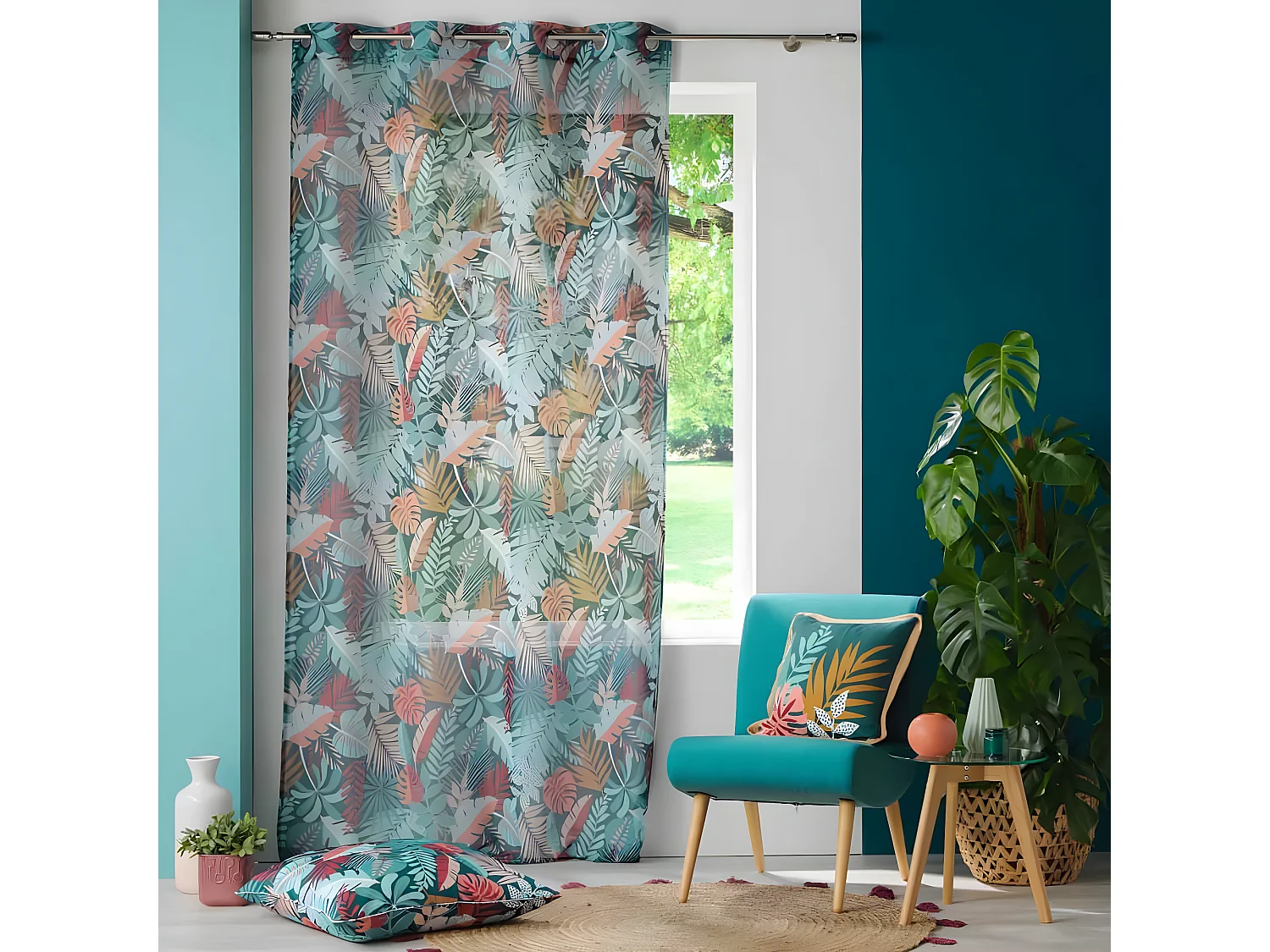 Rideau Voilage à Œillets "Jacala II" 140x240cm Bleu