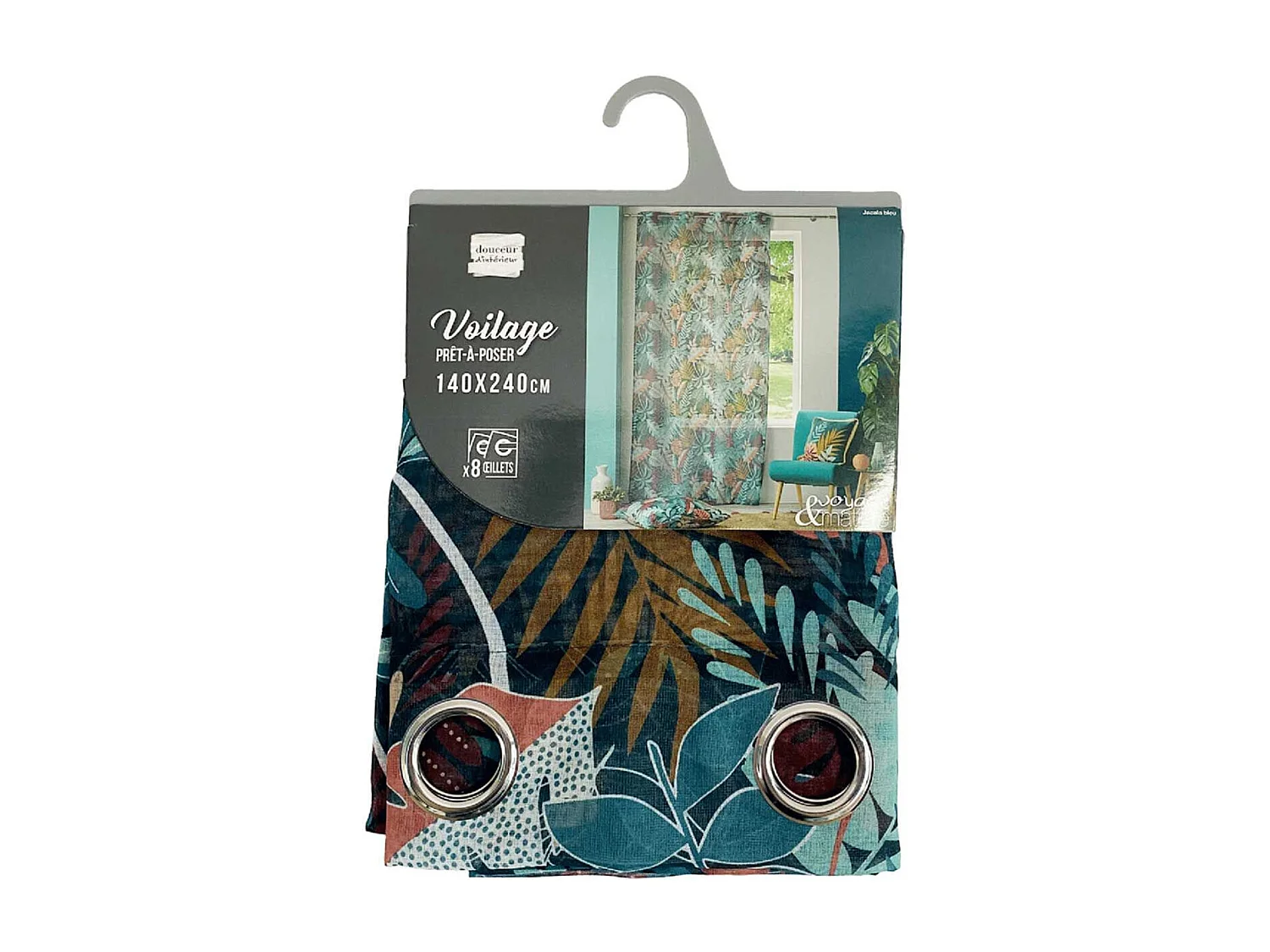 Rideau Voilage à Œillets "Jacala II" 140x240cm Bleu