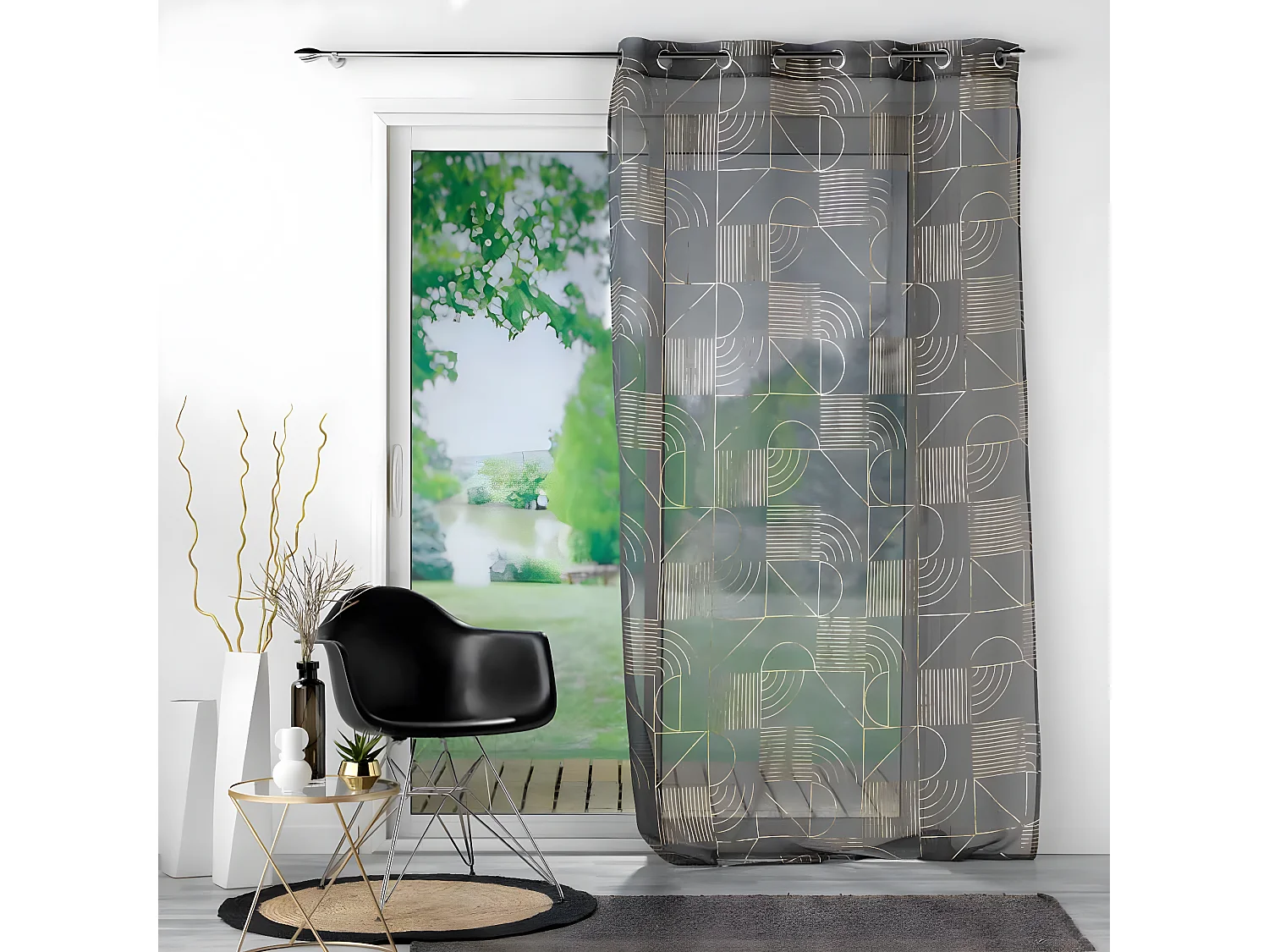 Rideau Voilage à Œillets "Lineor" 140x240cm Anthracite