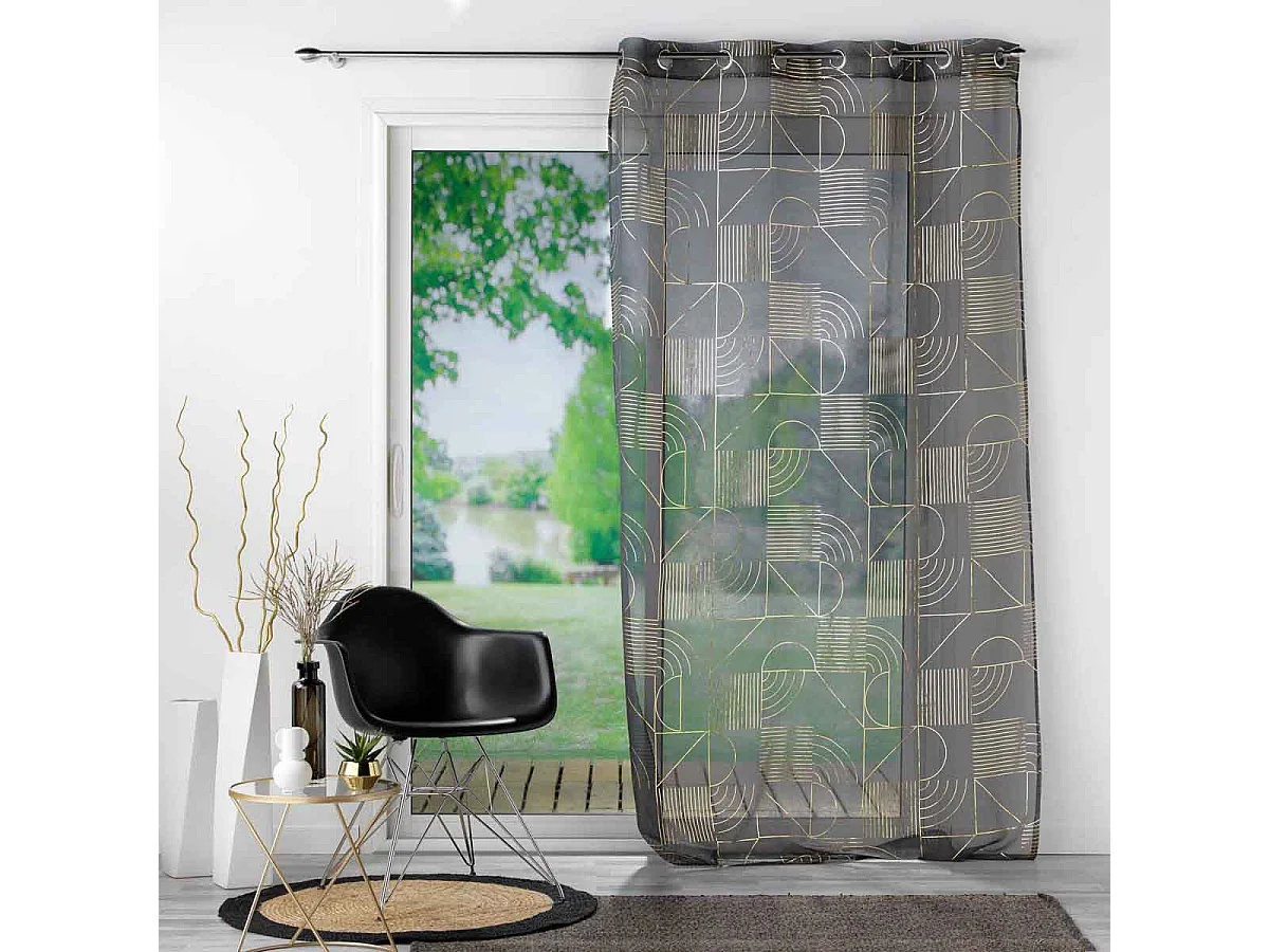 Rideau Voilage à Œillets "Lineor" 140x240cm Anthracite