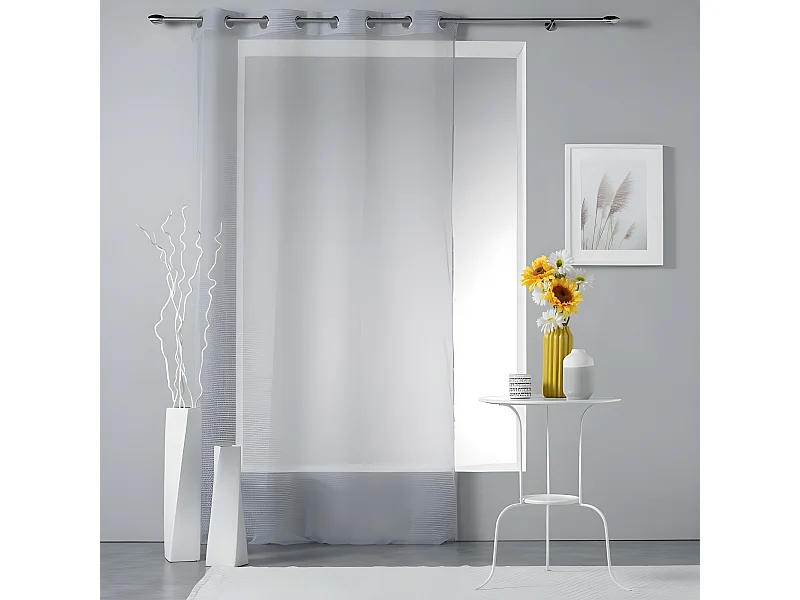 Rideau Voilage à Œillets "Stellaire" 140x240cm Gris