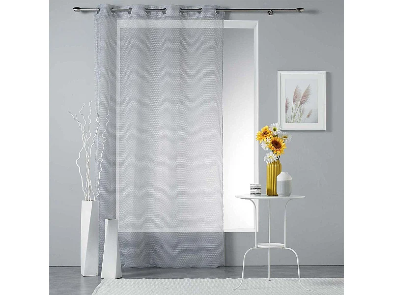 Rideau Voilage à Œillets "Stellaire" 140x240cm Gris