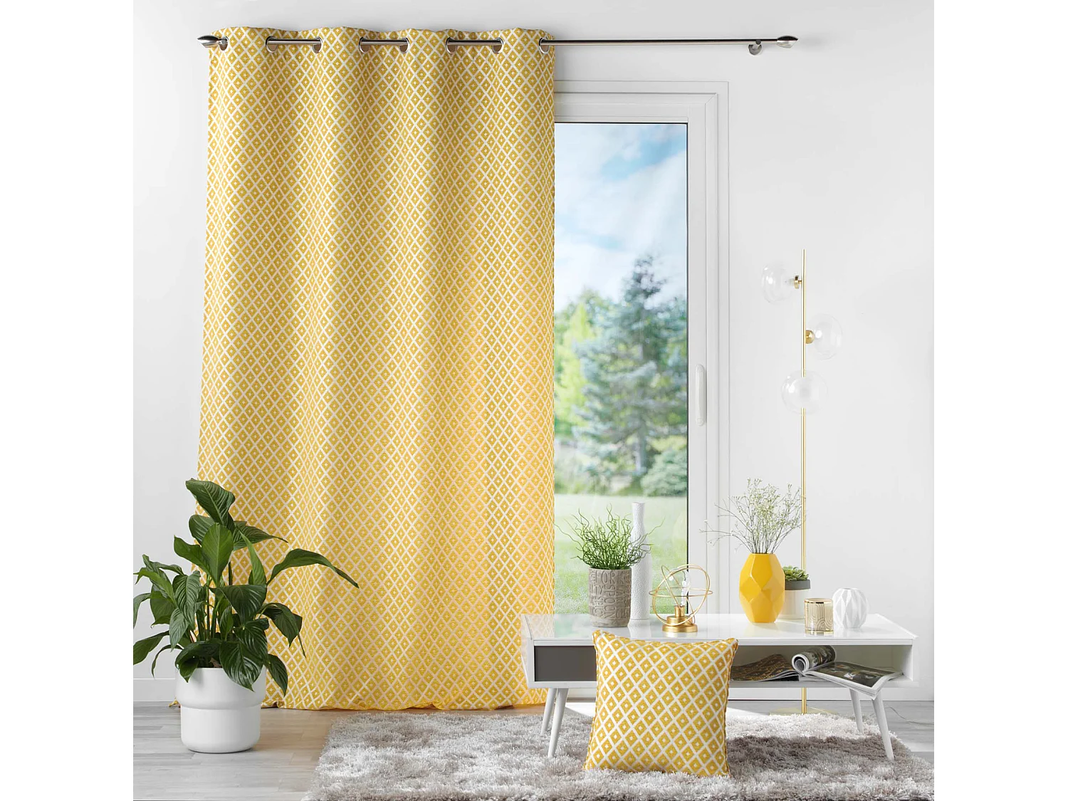 Jacquard-vorhang mit rautenmuste 140 x 260 cm