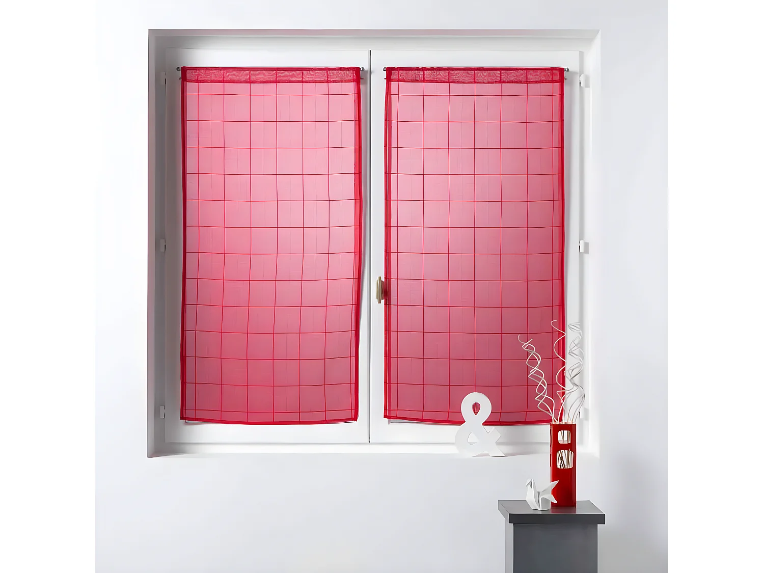 Paire de Voilages "Eulalie" 60x90cm Rouge