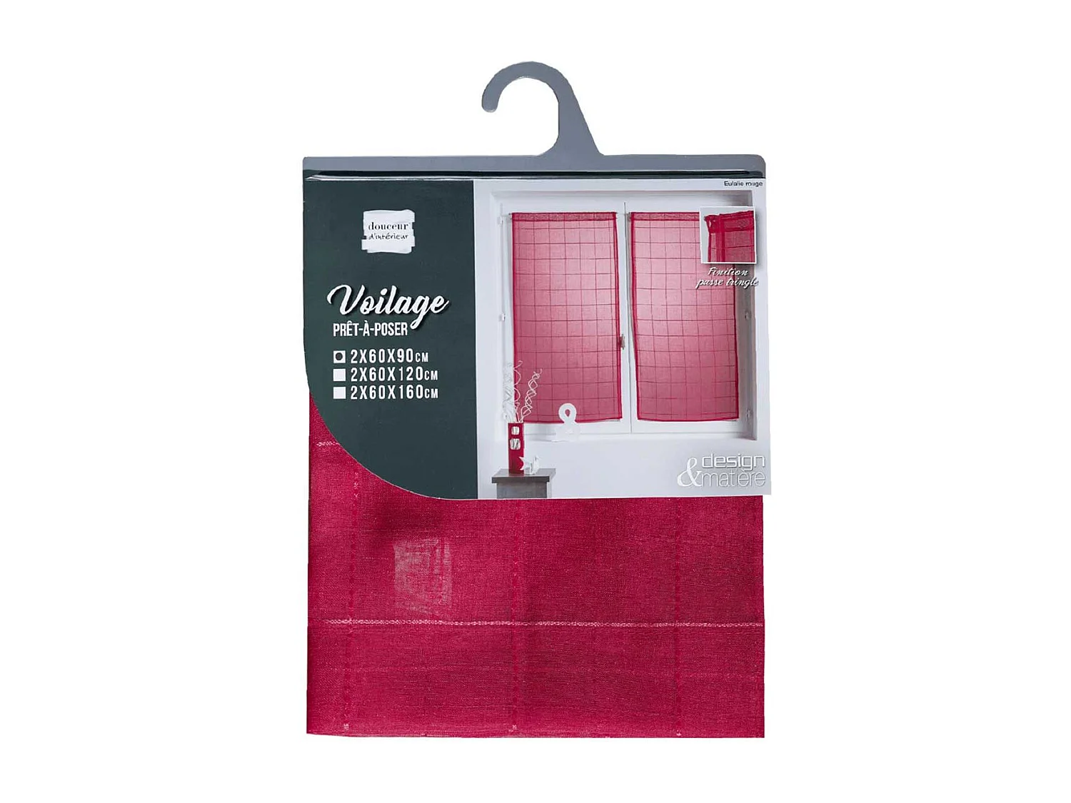 Paire de Voilages "Eulalie" 60x90cm Rouge