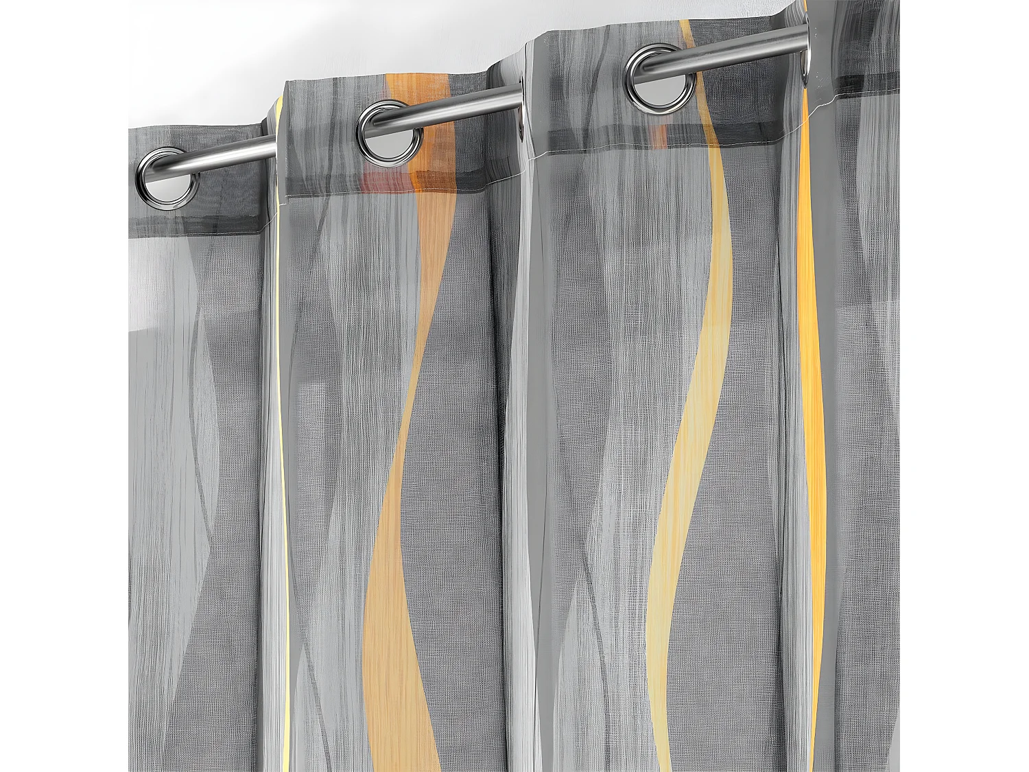 Rideau Voilage à Œillets "Ondulys" 140x240cm Jaune & Anthracite