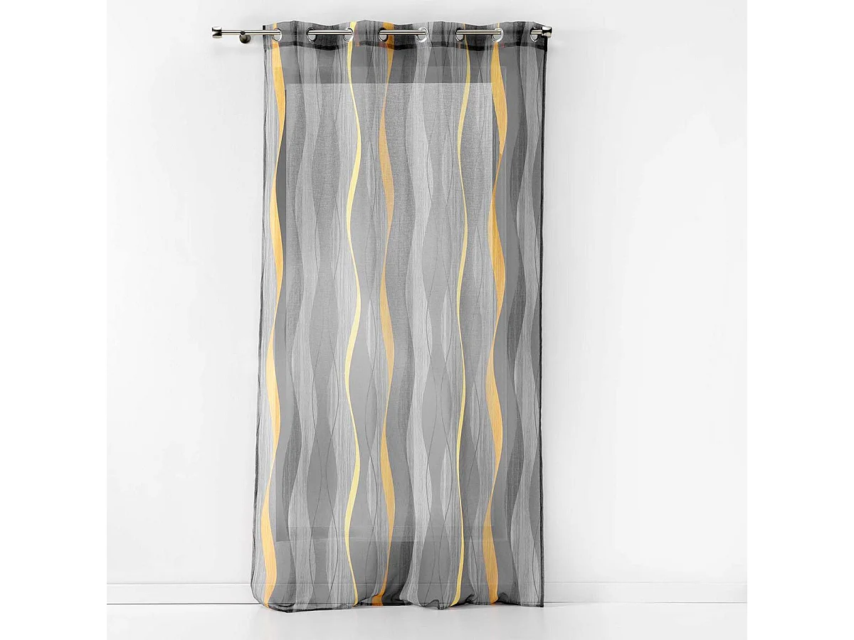 Rideau Voilage à Œillets "Ondulys" 140x240cm Jaune & Anthracite