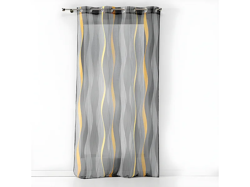 Rideau Voilage à Œillets "Ondulys" 140x240cm Jaune & Anthracite