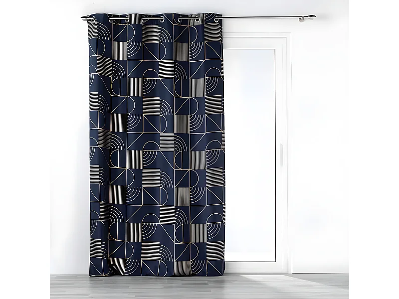 Rideau à Œillets Imprimé "Lineor" 140x260cm Marine