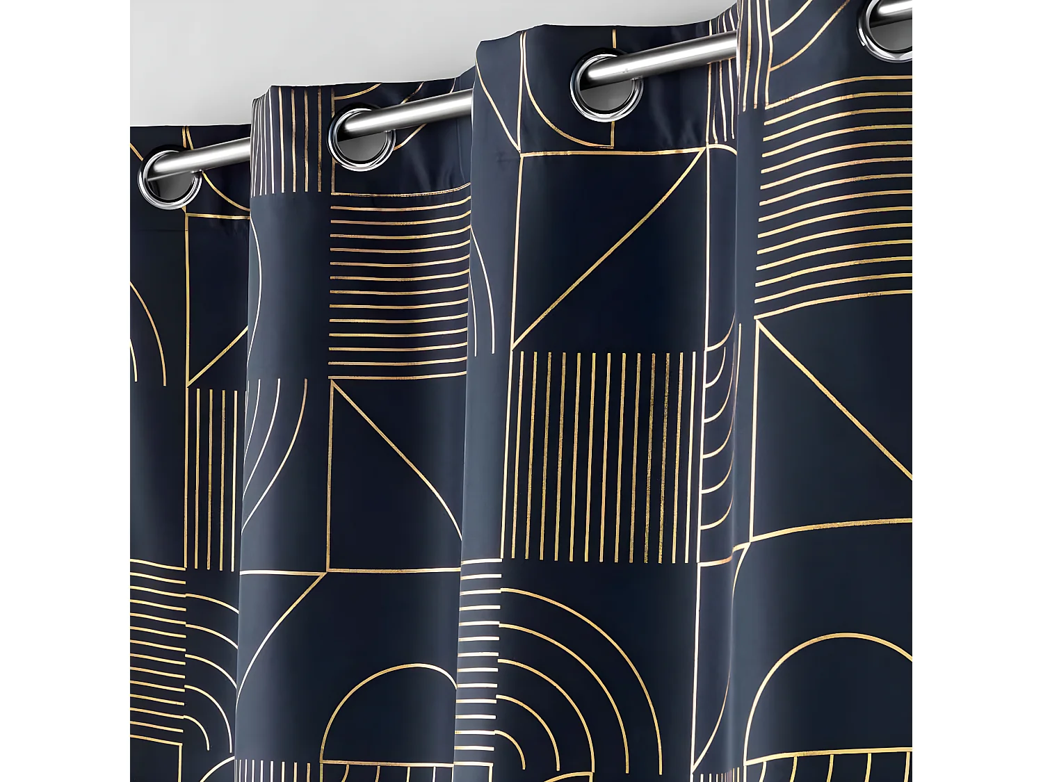 Rideau à Œillets Imprimé "Lineor" 140x260cm Marine