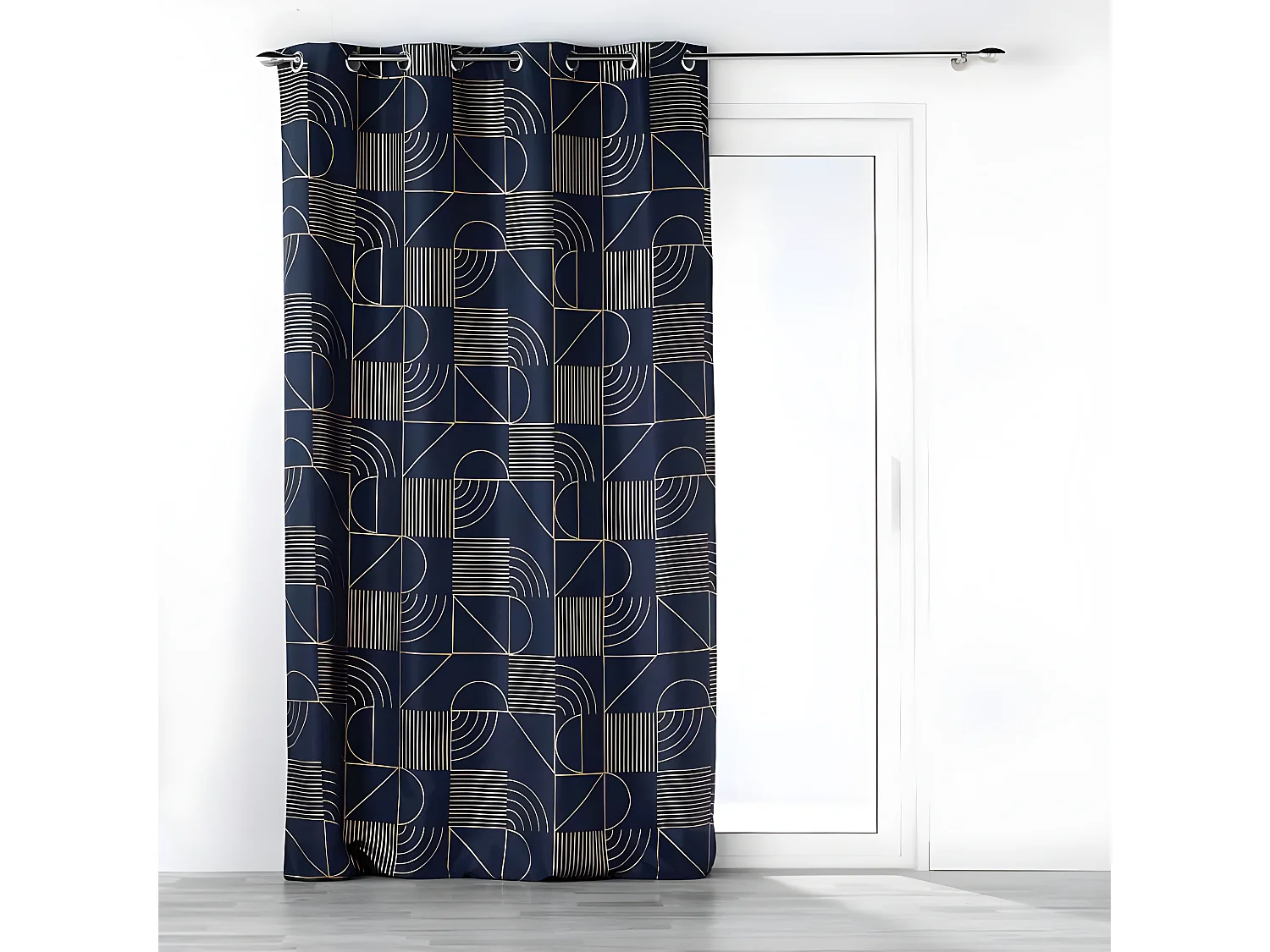 Rideau à Œillets Imprimé "Lineor" 140x260cm Marine