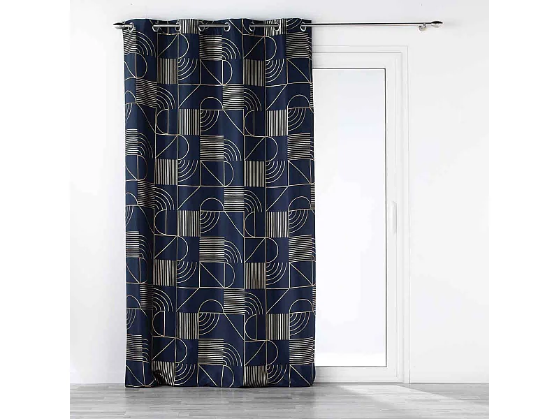 Rideau à Œillets Imprimé "Lineor" 140x260cm Marine