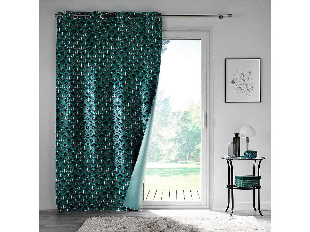 Rideau à Œillets Occultant "Surya" 135x260cm Bleu