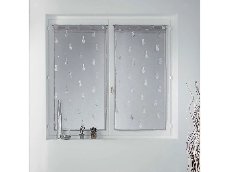 Paire de Voilages "Samba" 60x90cm Gris & Argent