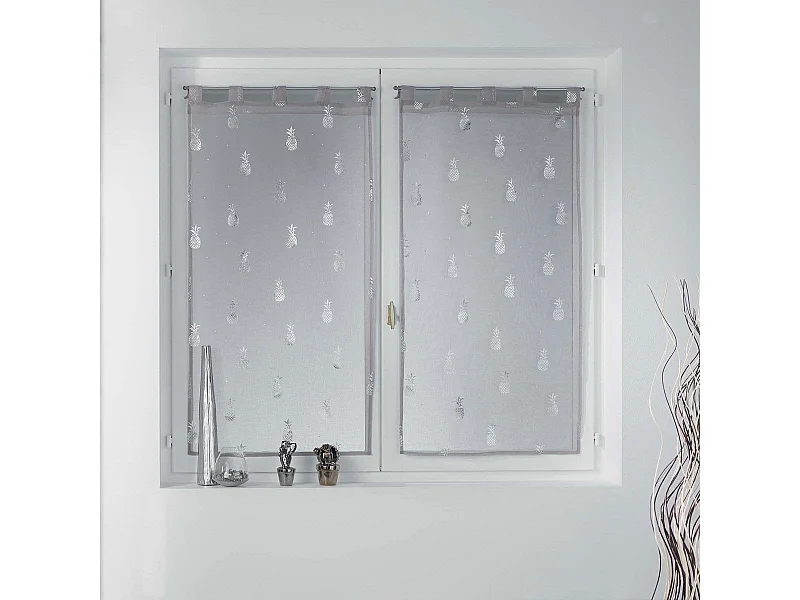 Paire de Voilages "Samba" 60x90cm Gris & Argent